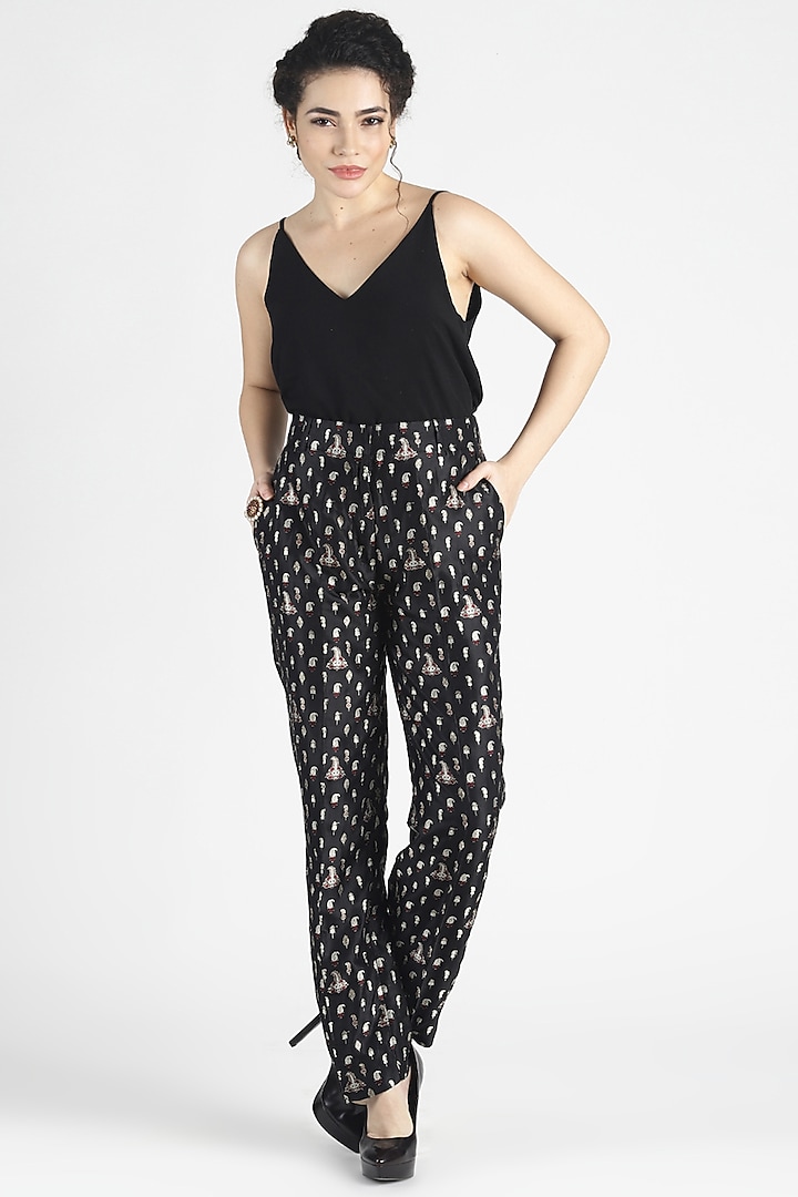 Eggplant Floral Trousers by House of Three