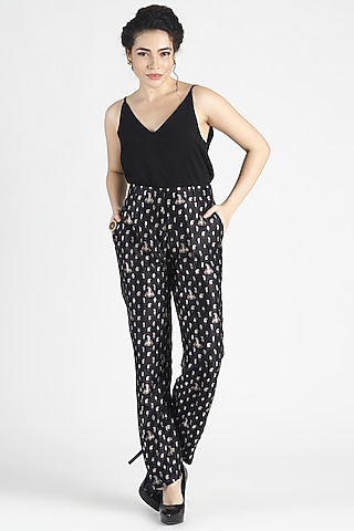 Eggplant Floral Trousers by House of Three