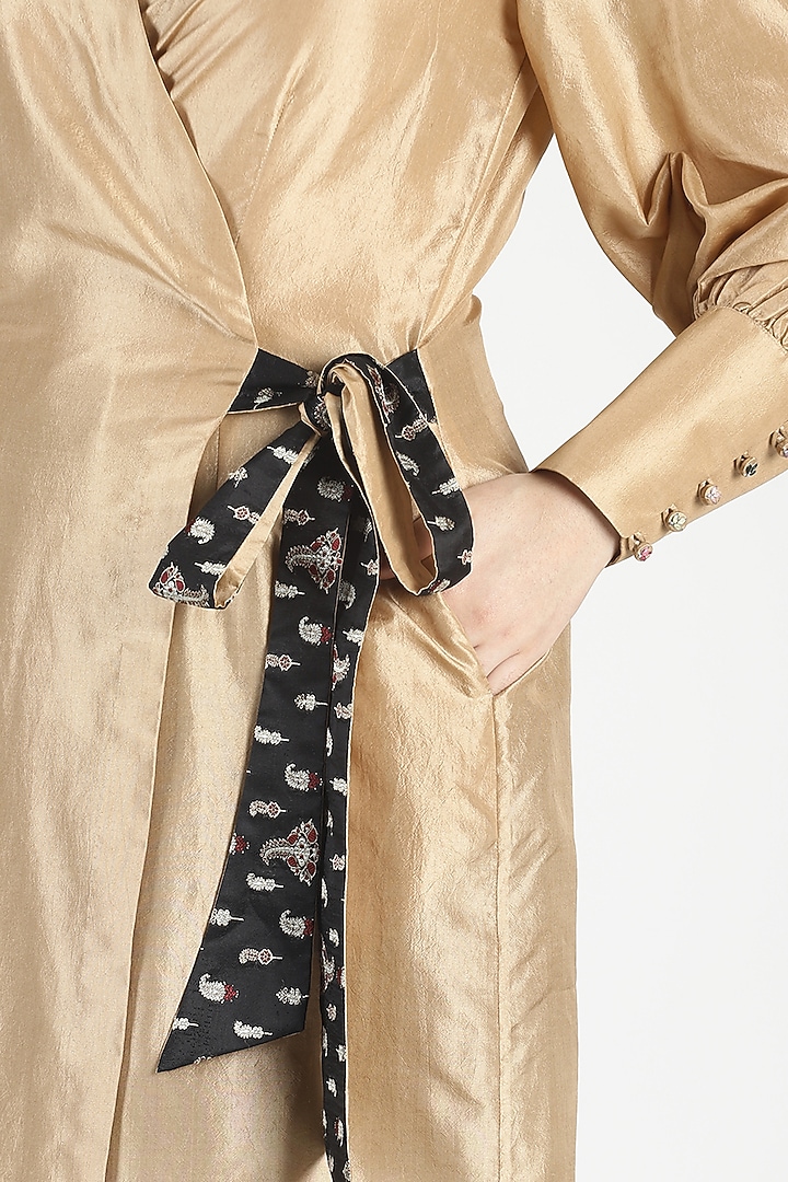 Olive Silk Overlap Tunic by House of Three at Pernia's Pop Up Shop