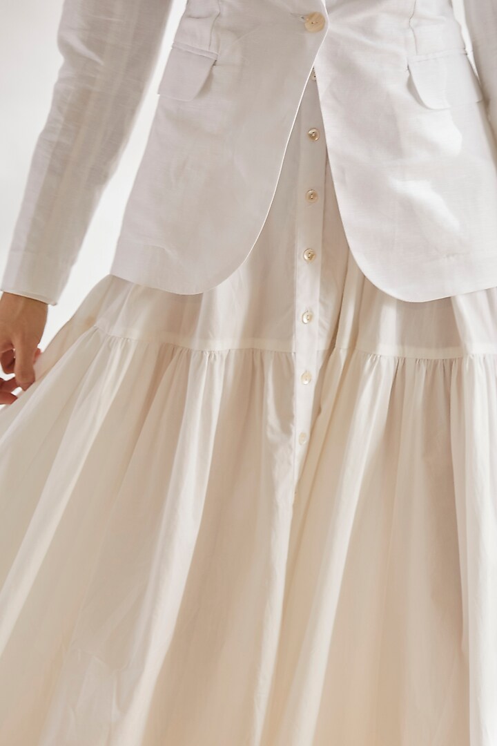 White Cotton Linen Blazer by House of Three at Pernia's Pop Up Shop