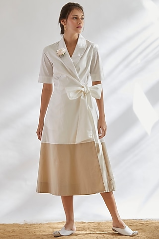 Ivory & Beige Wrap Dress by House of Three