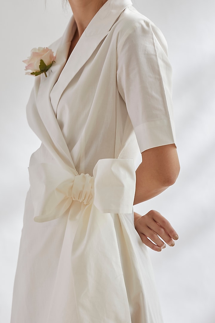 Ivory & Beige Wrap Summer Dress by House of Three at Pernia's Pop Up Shop