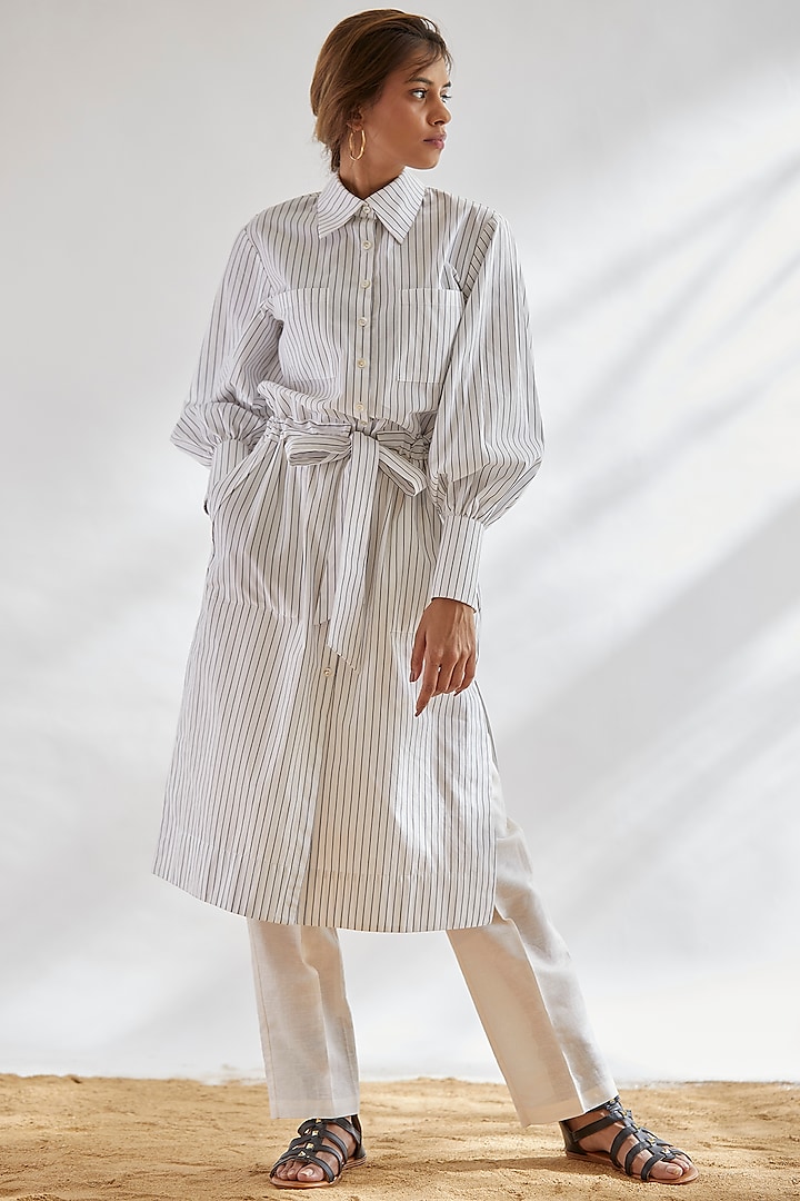 White Striped Cotton Tunic by House of Three