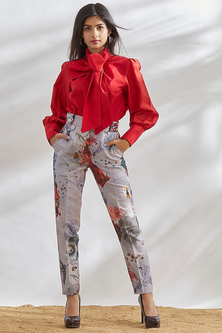 Multi colored Printed Trousers by House of Three