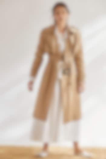 Beige Trench Coat With Epaulettes by House of Three