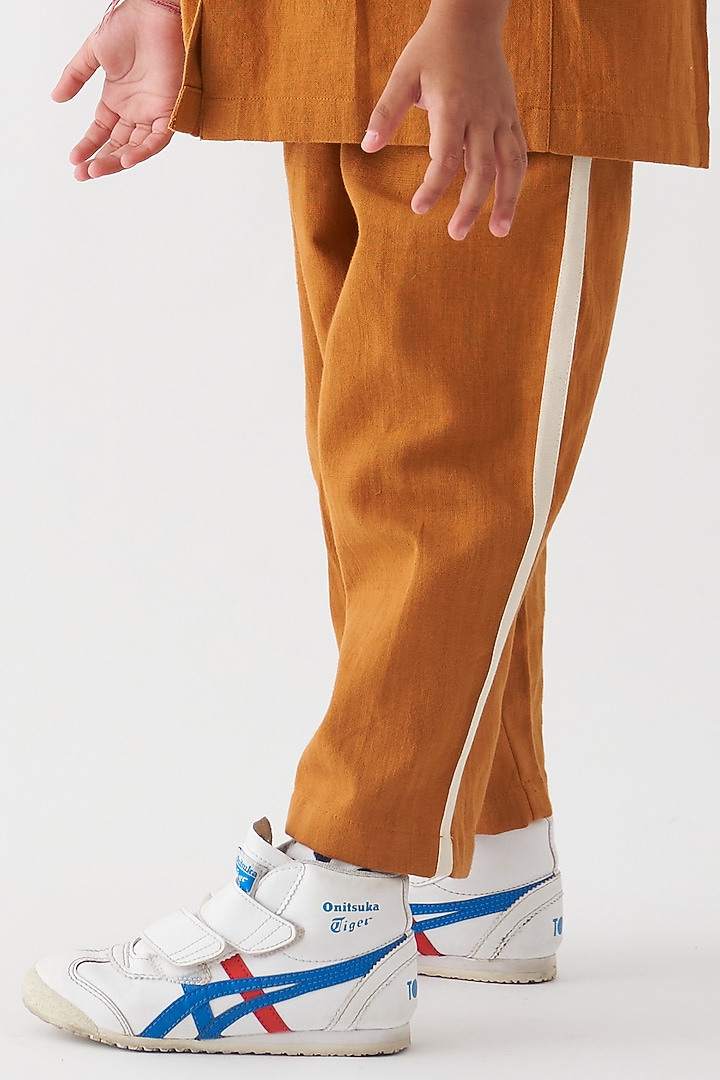 Lime Handwoven & Cotton Poplin Co-Ord Set For Boys by Three Kidswear at Pernia's Pop Up Shop