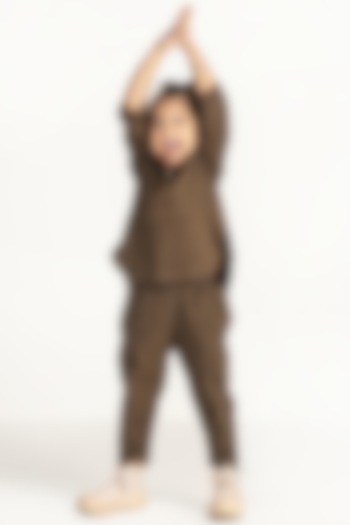Olive Embroidered Pants For Girls by Three Kidswear
