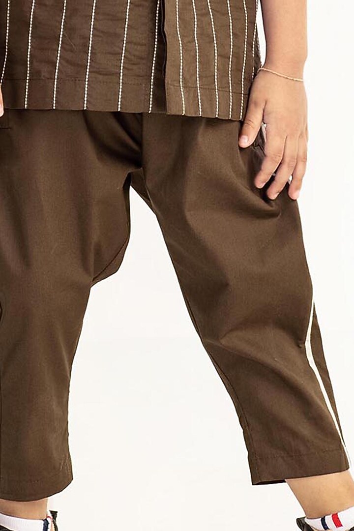 Olive Applique Striped Pants For Boys by Three Kidswear at Pernia's Pop Up Shop
