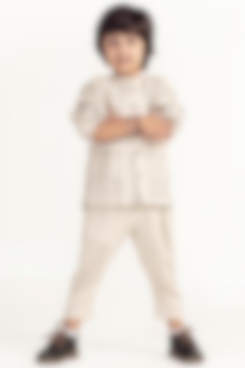 Ivory Striped Pants For Boys by Three Kidswear