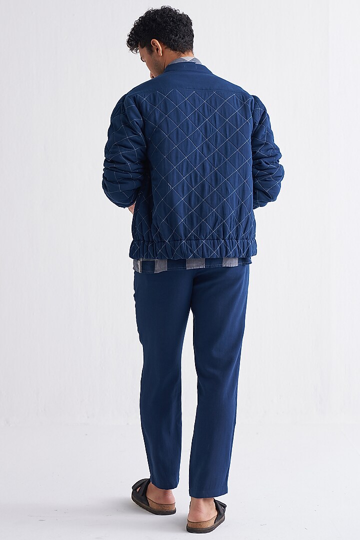 Navy Melange Bomber Jacket by Three Men at Pernia's Pop Up Shop