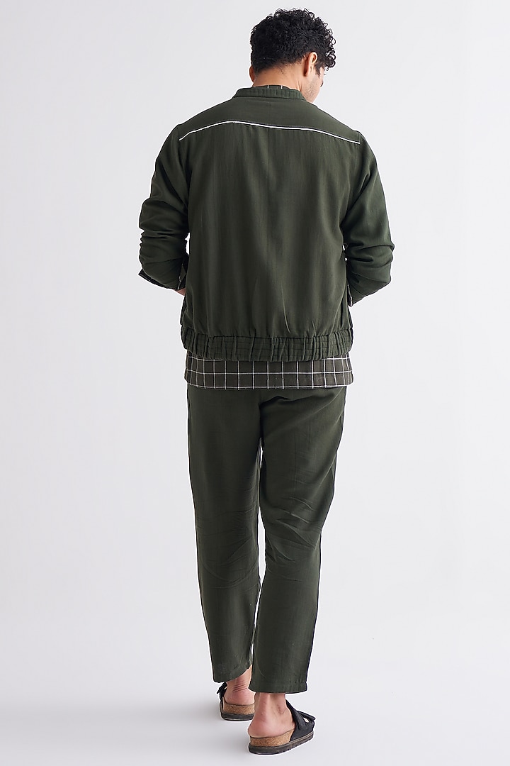 Olive Melange Short Jacket by Three Men at Pernia's Pop Up Shop