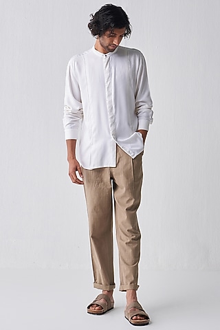 Ivory Tencel Shirt by Three Men