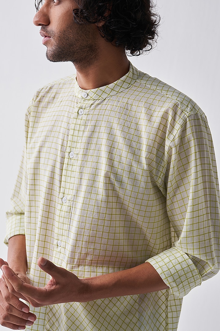 Lime Mul Striped Party Wear Shirt by Three Men at Pernia's Pop Up Shop