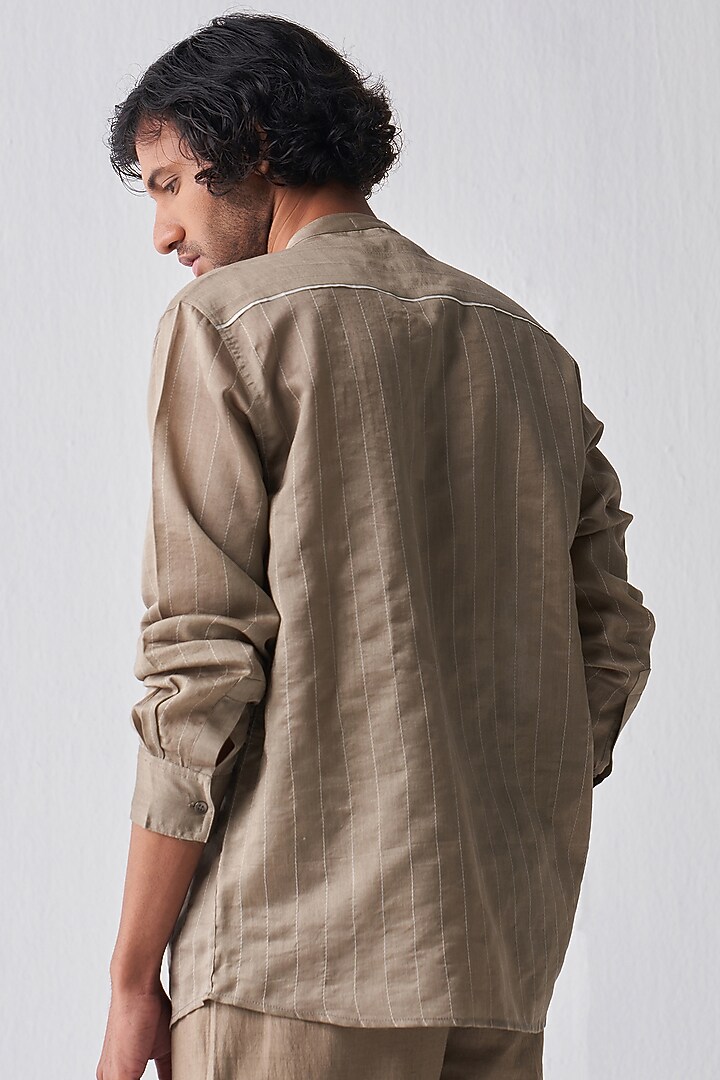 Sage Chanderi Embroidered Party Wear Shirt by Three Men at Pernia's Pop Up Shop