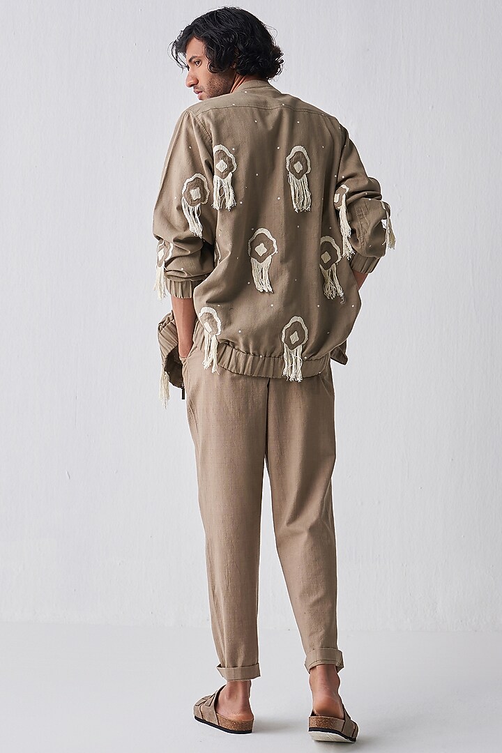 Sage Handloom Cotton Pleated Pants by Three Men at Pernia's Pop Up Shop