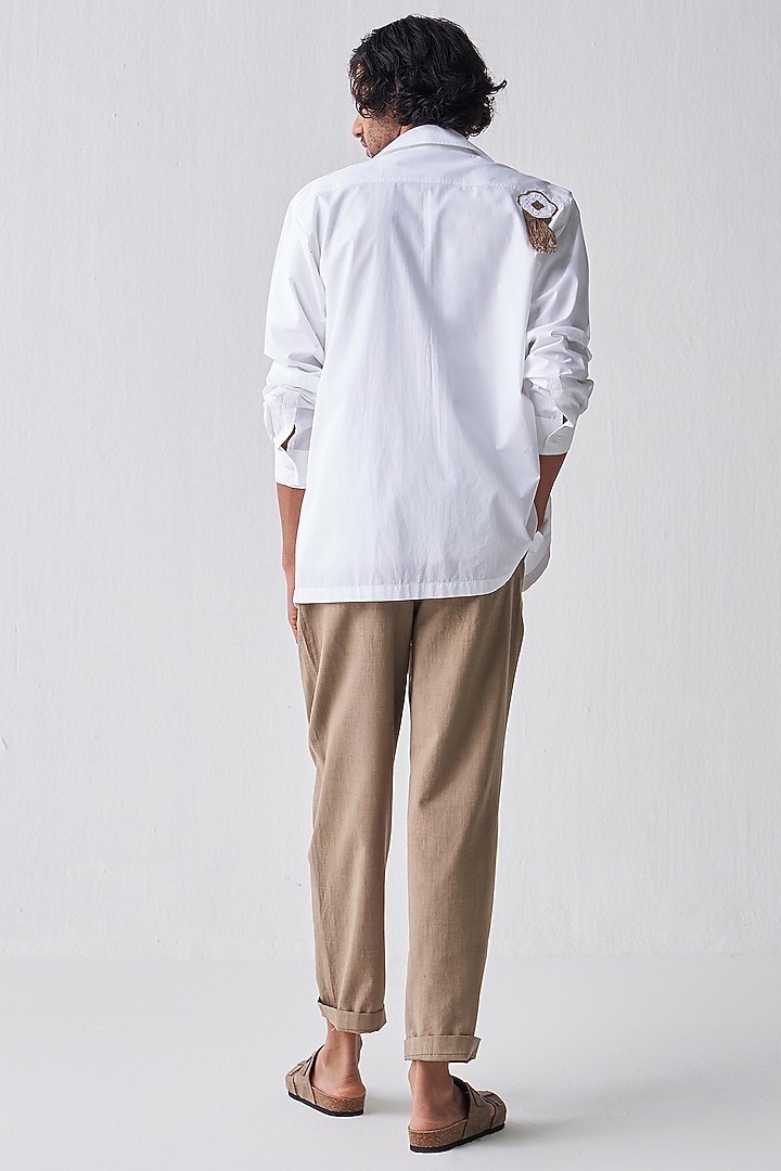 White Poplin & Handloom Cotton Co-Ord Set by Three Men at Pernia's Pop Up Shop