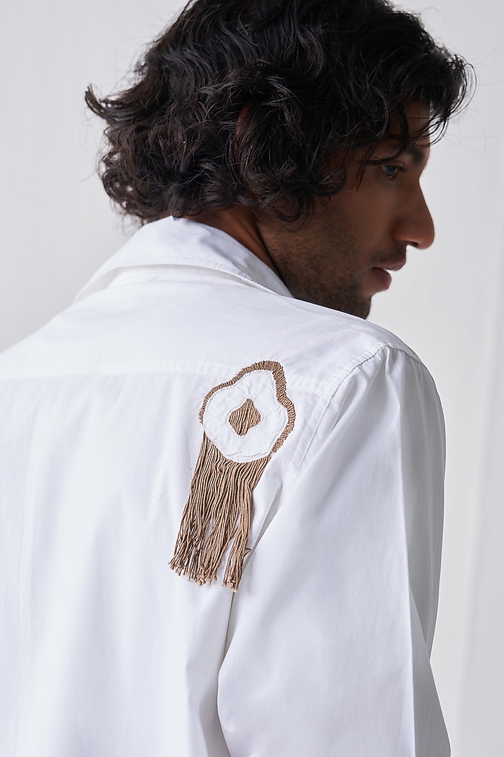 White Poplin & Handloom Cotton Co-Ord Set by Three Men at Pernia's Pop Up Shop