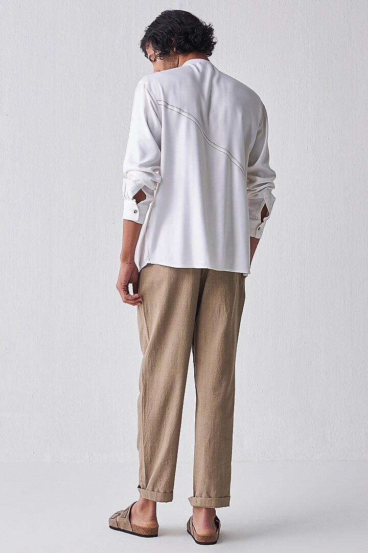 Ivory Tencel & Handloom Cotton Co-Ord Set by Three Men at Pernia's Pop Up Shop