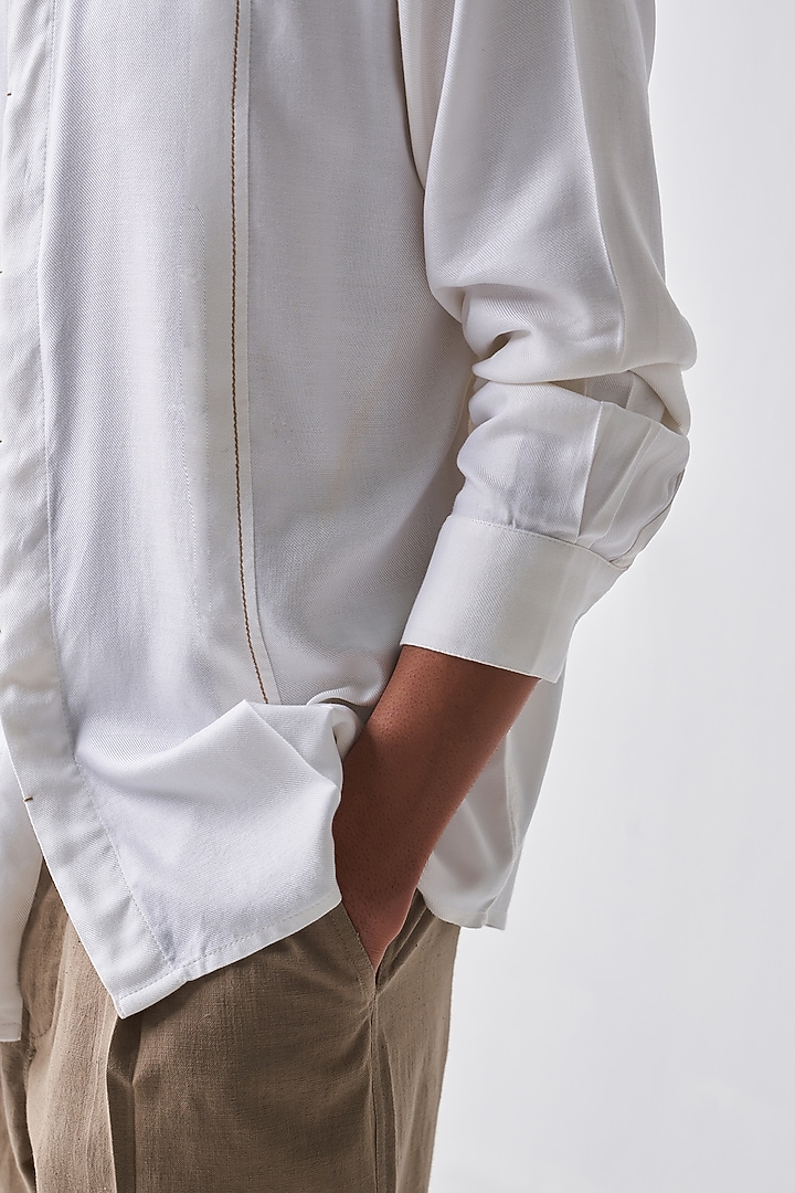 Ivory Tencel & Handloom Cotton Co-Ord Set by Three Men at Pernia's Pop Up Shop