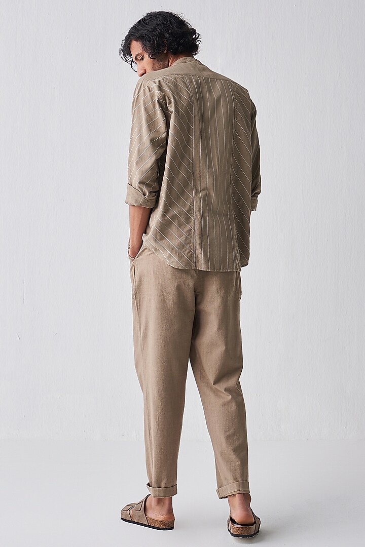 Sage Handloom Cotton Embroidered Co-Ord Set by Three Men at Pernia's Pop Up Shop
