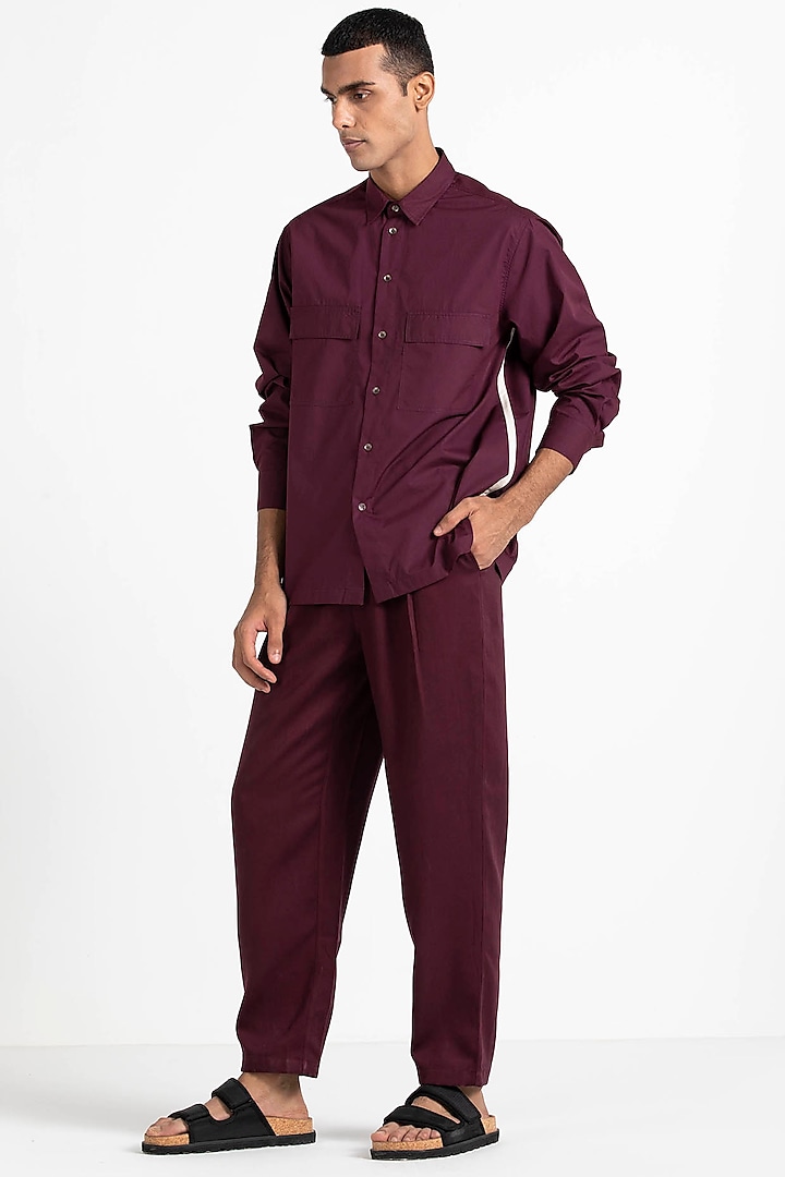Wine Shirt With Patch Pocket by Three Men