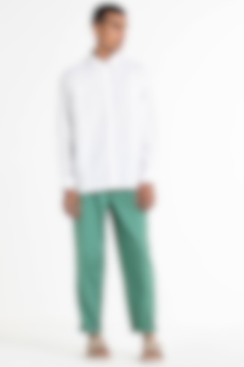 Mineral Green Pleated Pants by Three Men