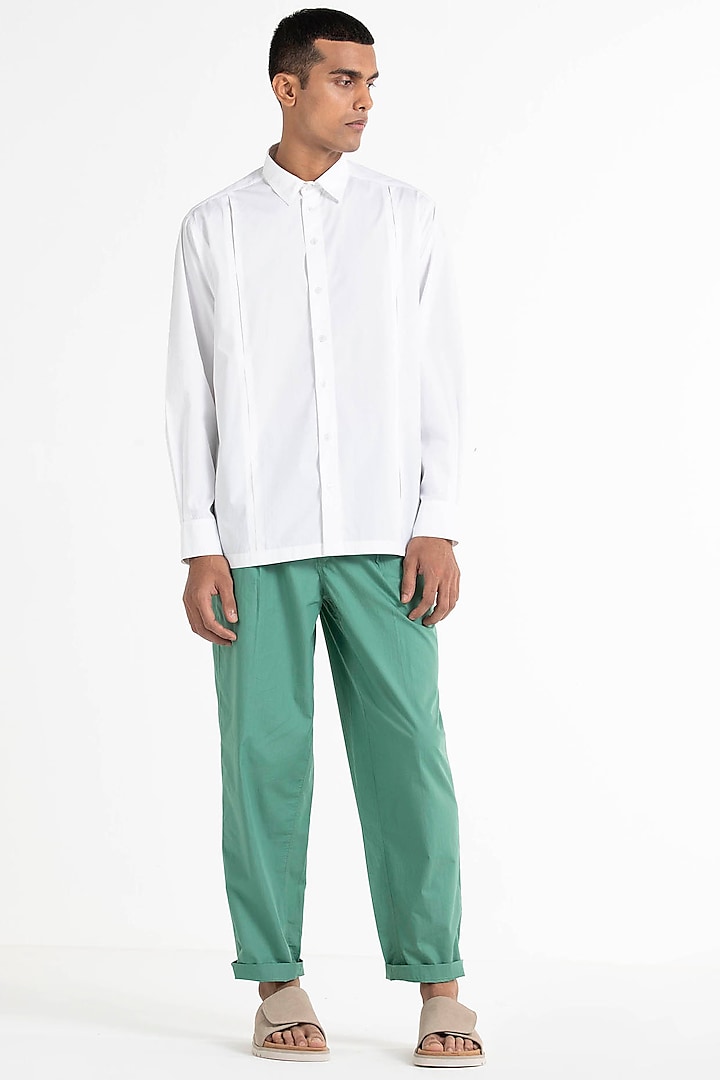 Mineral Green Pleated Pants by Three Men
