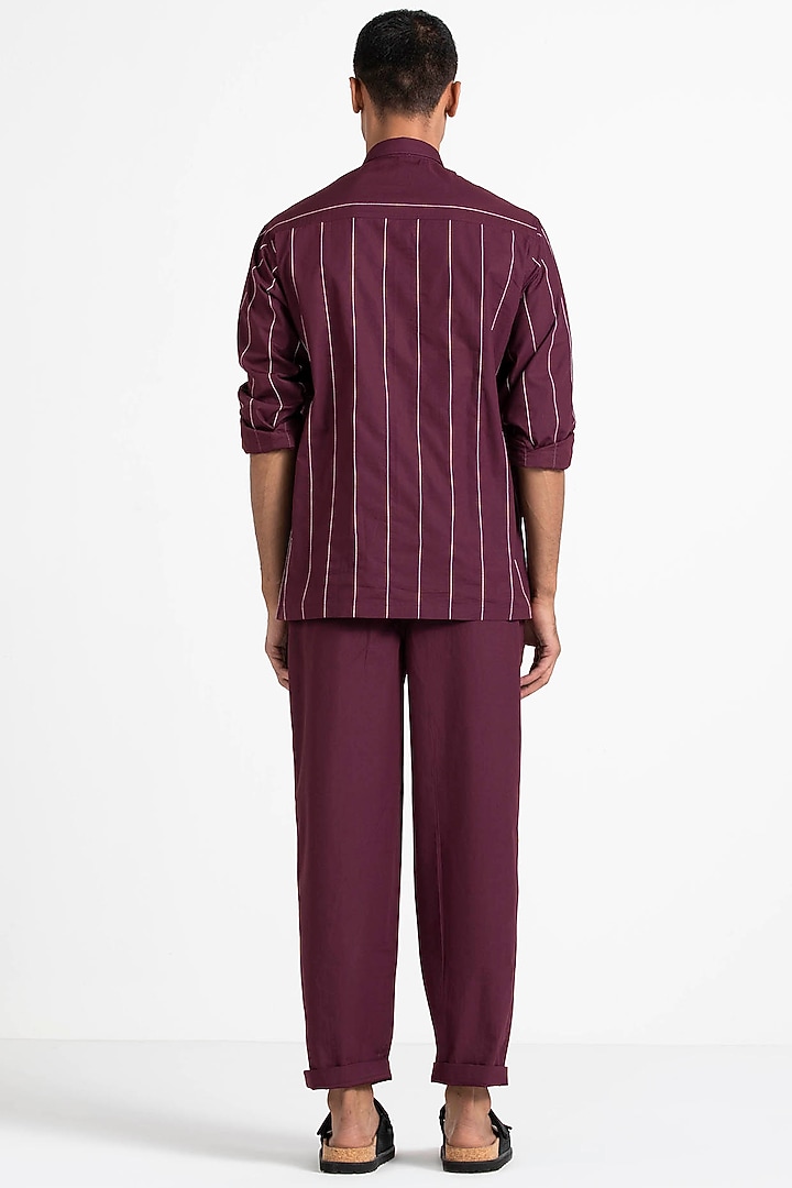 Wine Poplin Pleated Pants by Three Men at Pernia's Pop Up Shop