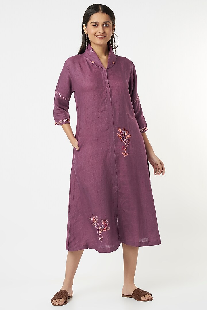 Purple Embroidered Tunic by The House of Hemp