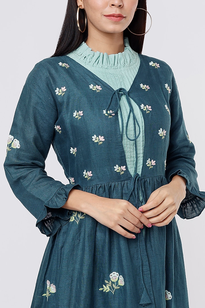 Marine Blue Embroidered Jacket With Inner by The House of Hemp at Pernia's Pop Up Shop