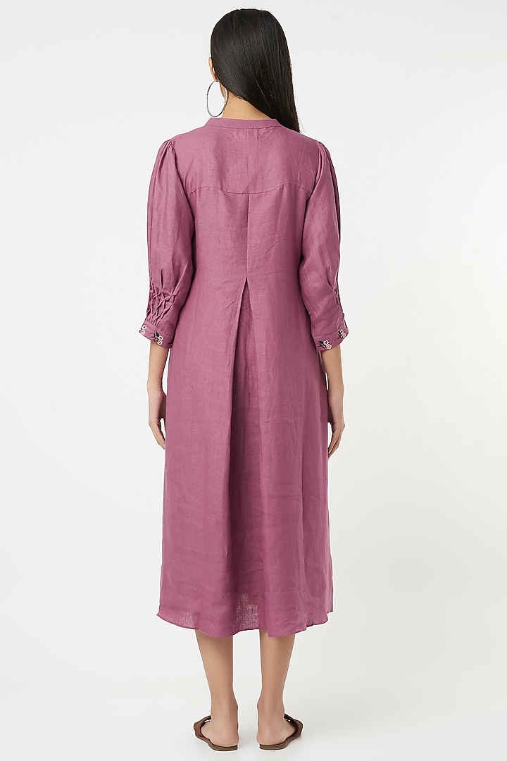 Lavender Embroidered Midi Summer Dress by The House of Hemp at Pernia's Pop Up Shop