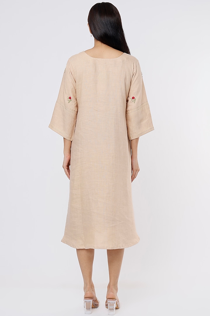 Beige Hemp Embroidered A-Line Kurta by The House of Hemp at Pernia's Pop Up Shop