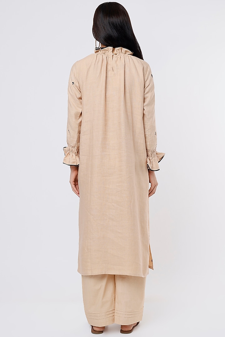 Beige Hemp Embroidered Kurta by The House of Hemp at Pernia's Pop Up Shop