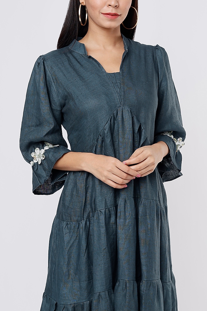 Charcoal Grey Printed Summer Dress by The House of Hemp at Pernia's Pop Up Shop