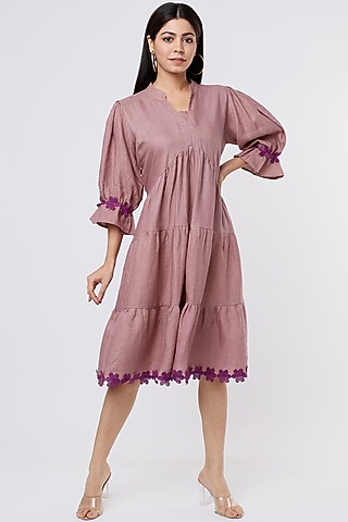 Burgundy Hemp Printed Dress by The House of Hemp