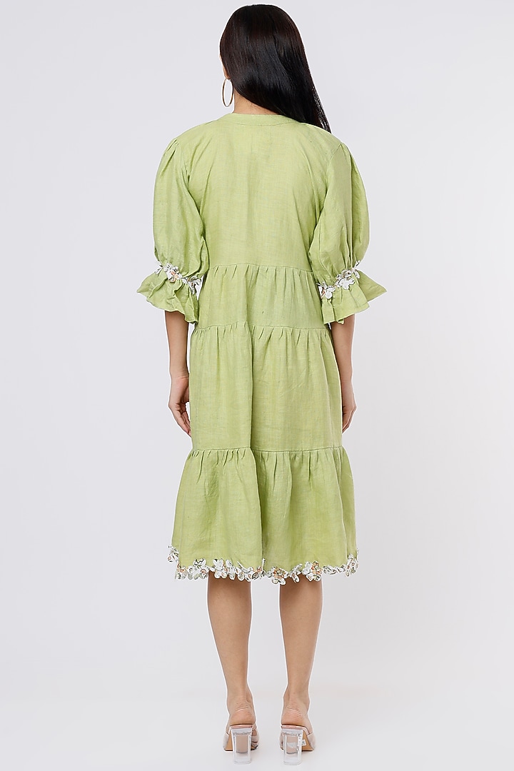 Sage Green Printed Summer Dress by The House of Hemp at Pernia's Pop Up Shop