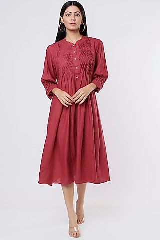 Maroon Hemp A-Line Dress by The House of Hemp
