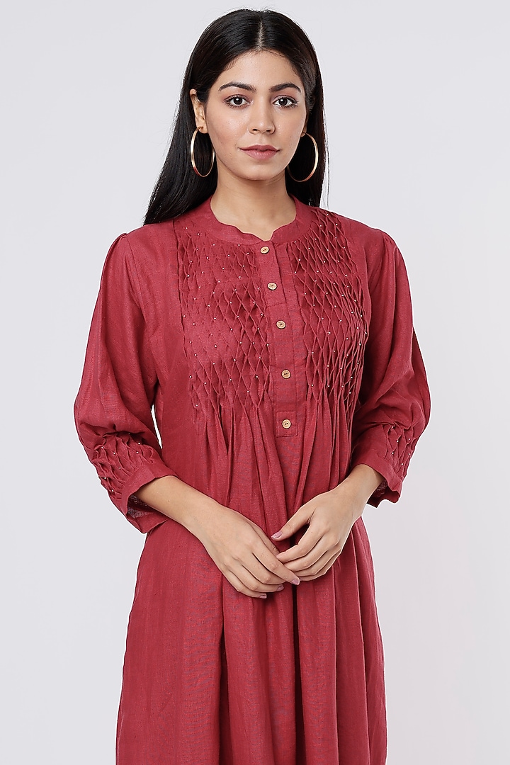 Maroon Hemp A-Line Summer Dress by The House of Hemp at Pernia's Pop Up Shop