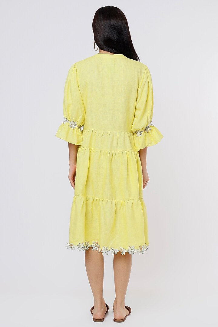 Lemon Yellow Pure Hemp Tiered Summer Dress by The House of Hemp at Pernia's Pop Up Shop