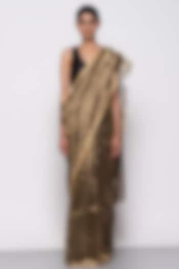 Copper Tissue Organza Handwoven Saree by THE WEAVES