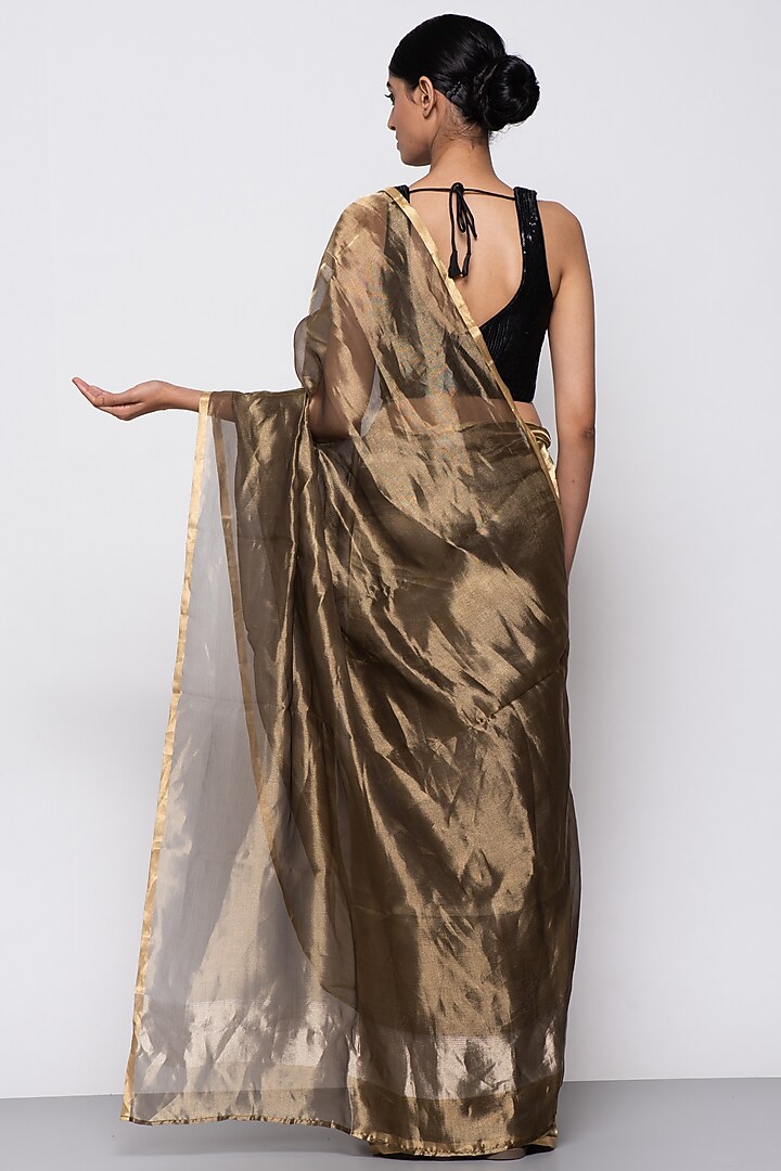 Copper Tissue Organza Handwoven Festive Saree by THE WEAVES at Pernia's Pop Up Shop