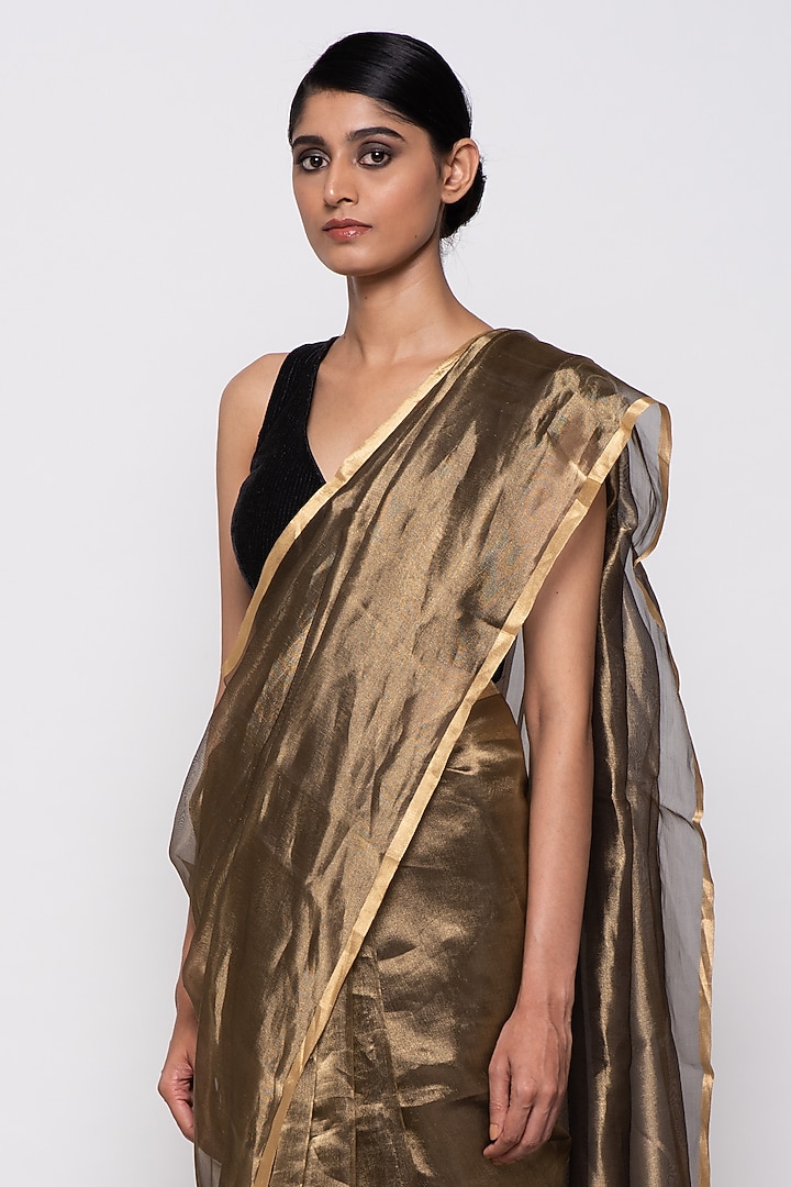 Copper Tissue Organza Handwoven Festive Saree by THE WEAVES at Pernia's Pop Up Shop