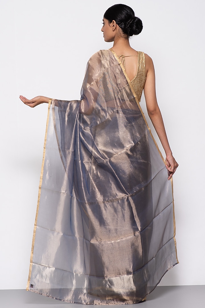 Electric Blue Tissue Organza Handwoven Festive Saree by THE WEAVES at Pernia's Pop Up Shop