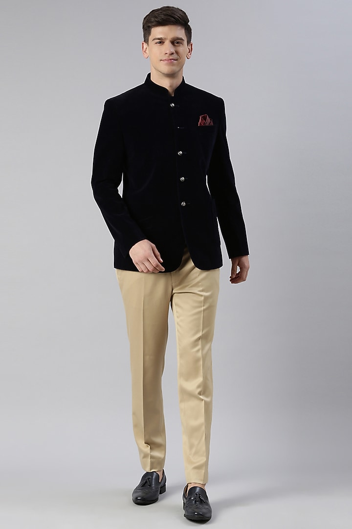 Navy Velvet Jodhpuri Set by The Ethnic Co at Pernia's Pop Up Shop