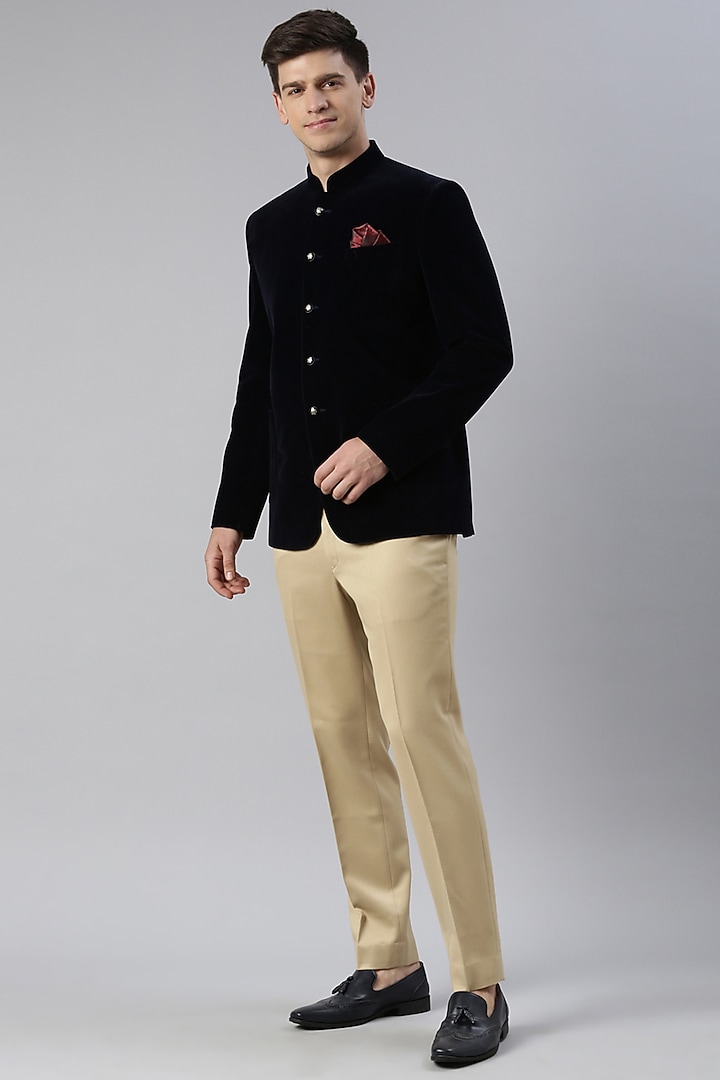 Navy Velvet Jodhpuri Set by The Ethnic Co at Pernia's Pop Up Shop