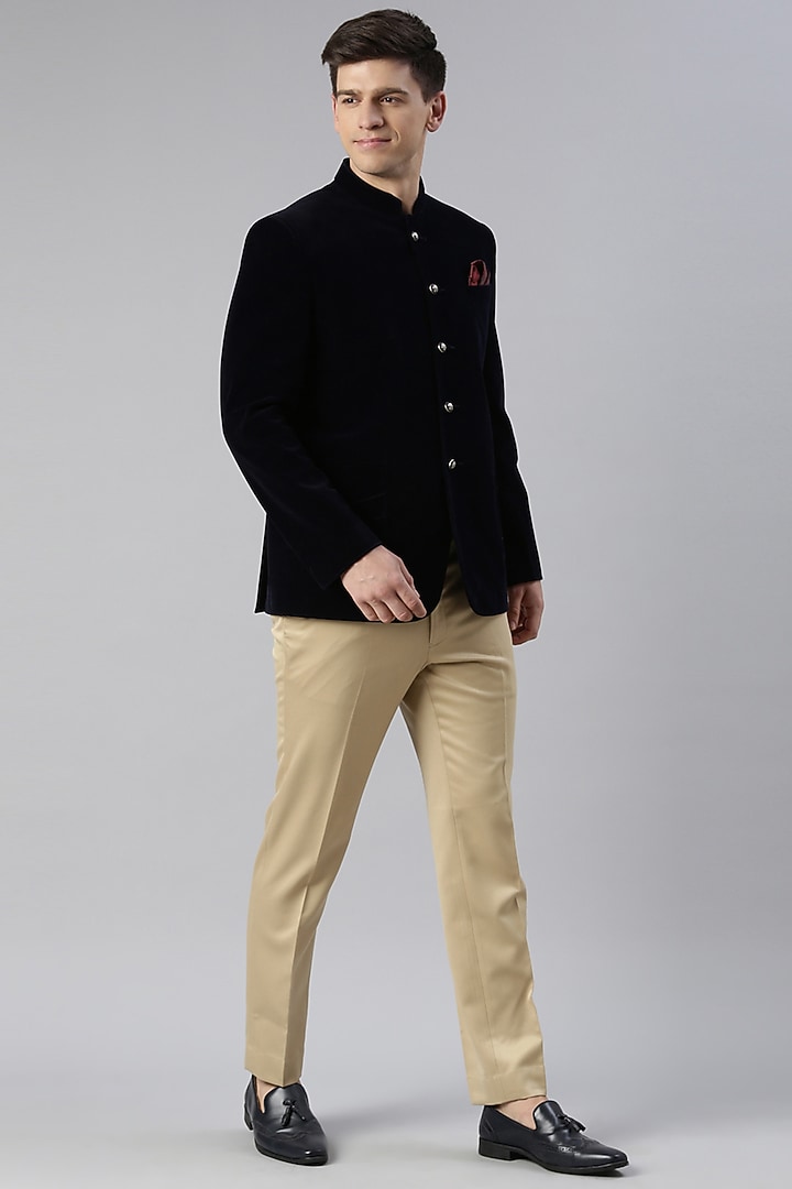 Navy Velvet Jodhpuri Set by The Ethnic Co at Pernia's Pop Up Shop