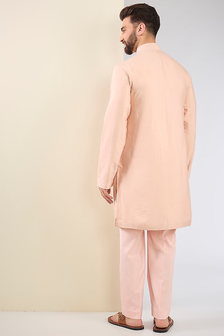 Blush Pink Silk Kurta Set by Tarun Tahiliani Men at Pernia's Pop Up Shop