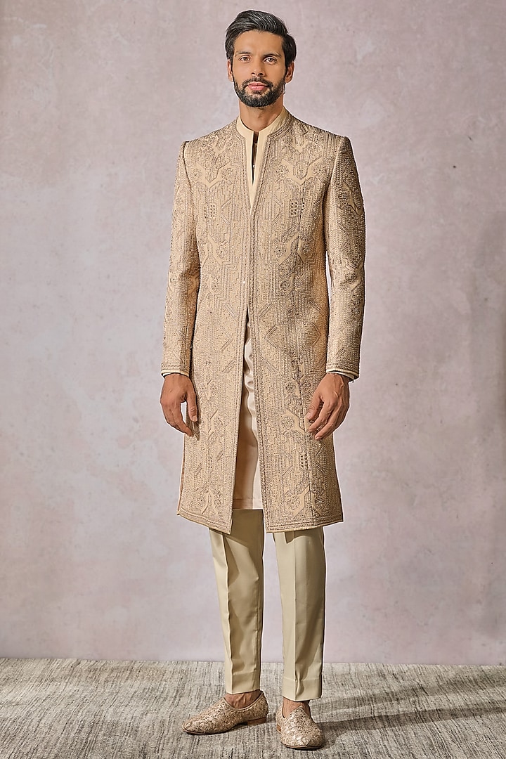 Gold Suiting Sherwani Set by Tarun Tahiliani Men