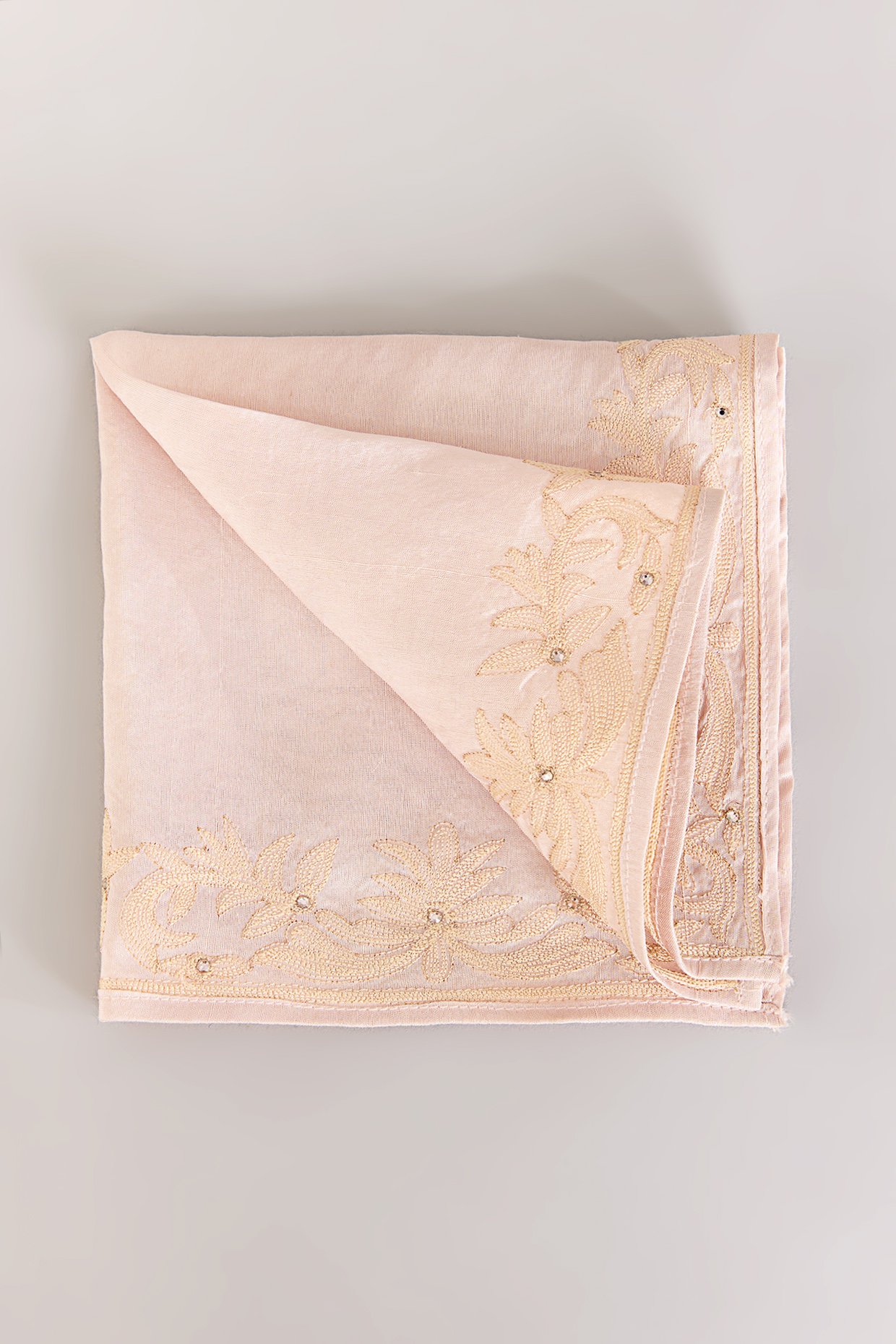 Salmon Pink Pure Silk Pocket Square by Tarun Tahiliani Men