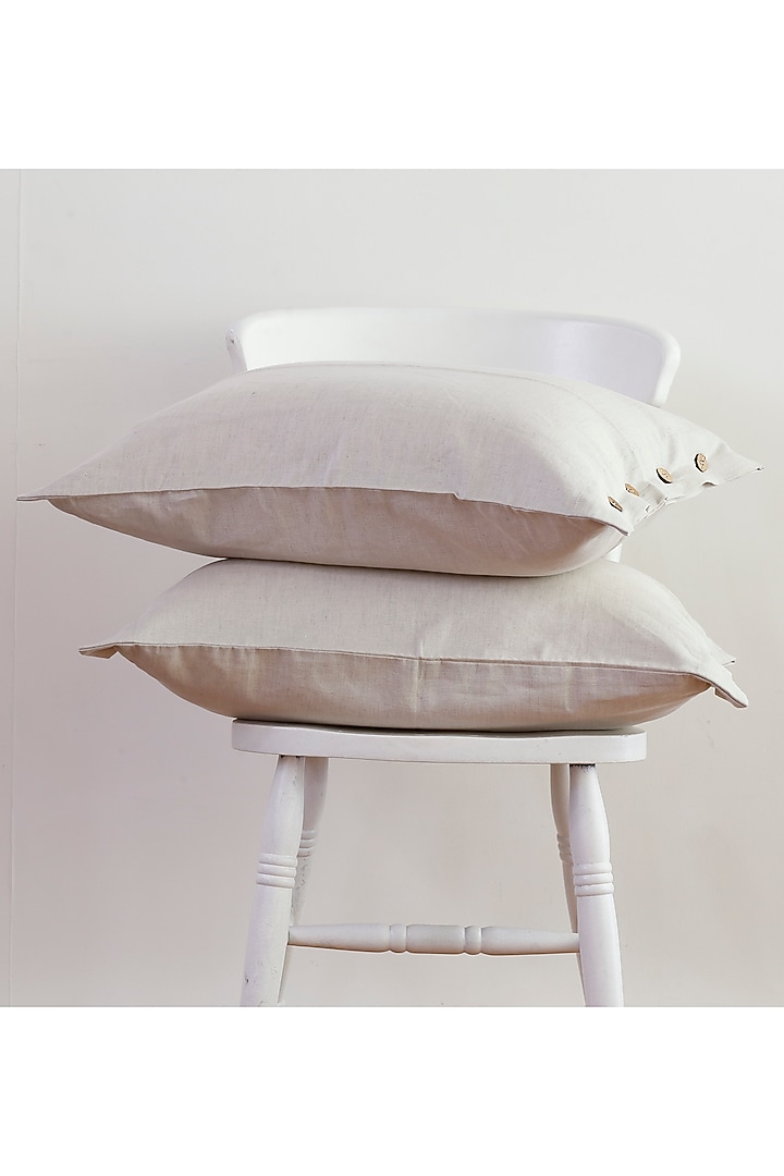 Beige Linen & Cotton Bedsheet Set by Thoppia at Pernia's Pop Up Shop